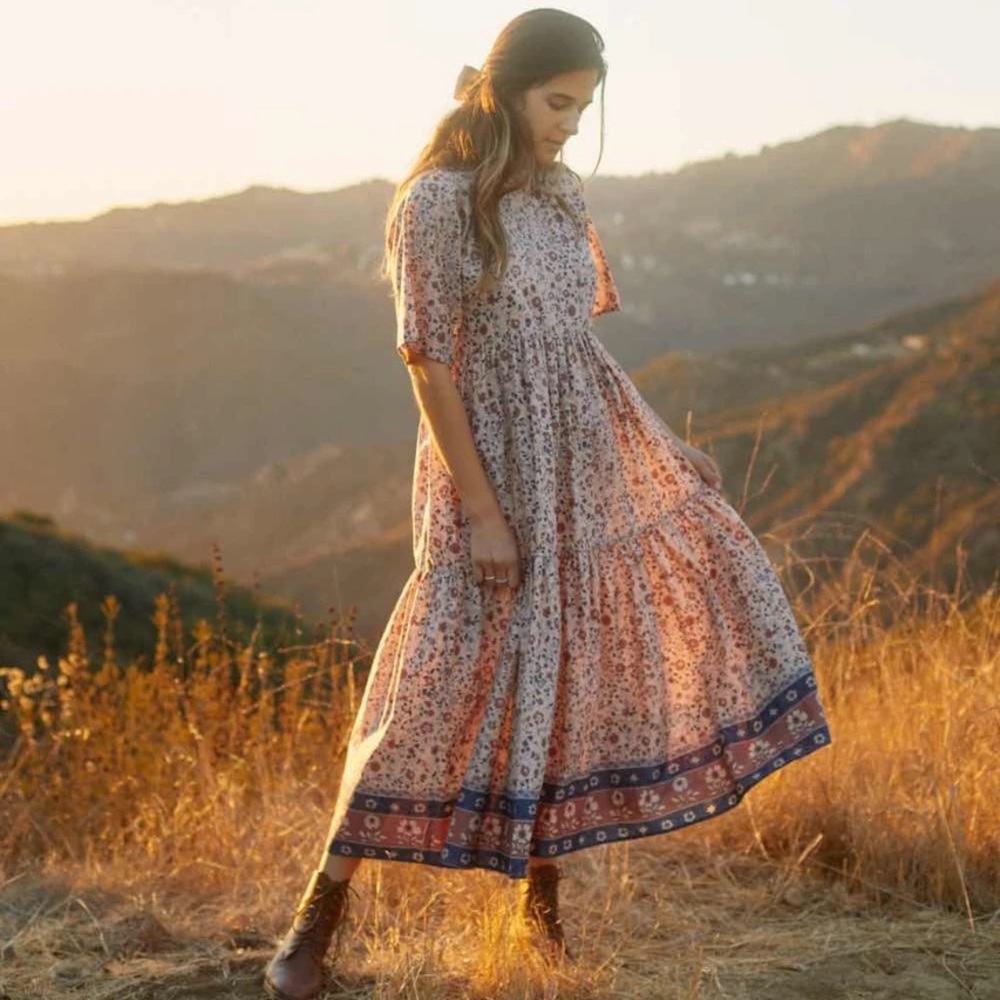 christy dawn | the theo dress in sand anemore vine